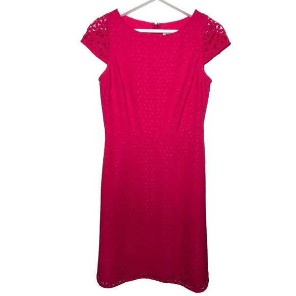 J Crew Dress Womens Size 2 Short Sleeve Mini Fit and Flare Pink Fuchsia Work XS - Picture 2 of 13